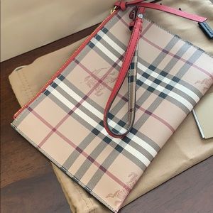 Burberry coral red Wristlet